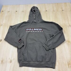 Palmer Rider Wear Hoodie Mens Medium Gray Fleece Pullover Snowboards Sweatshirt